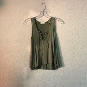 Olive Lace Up Tank